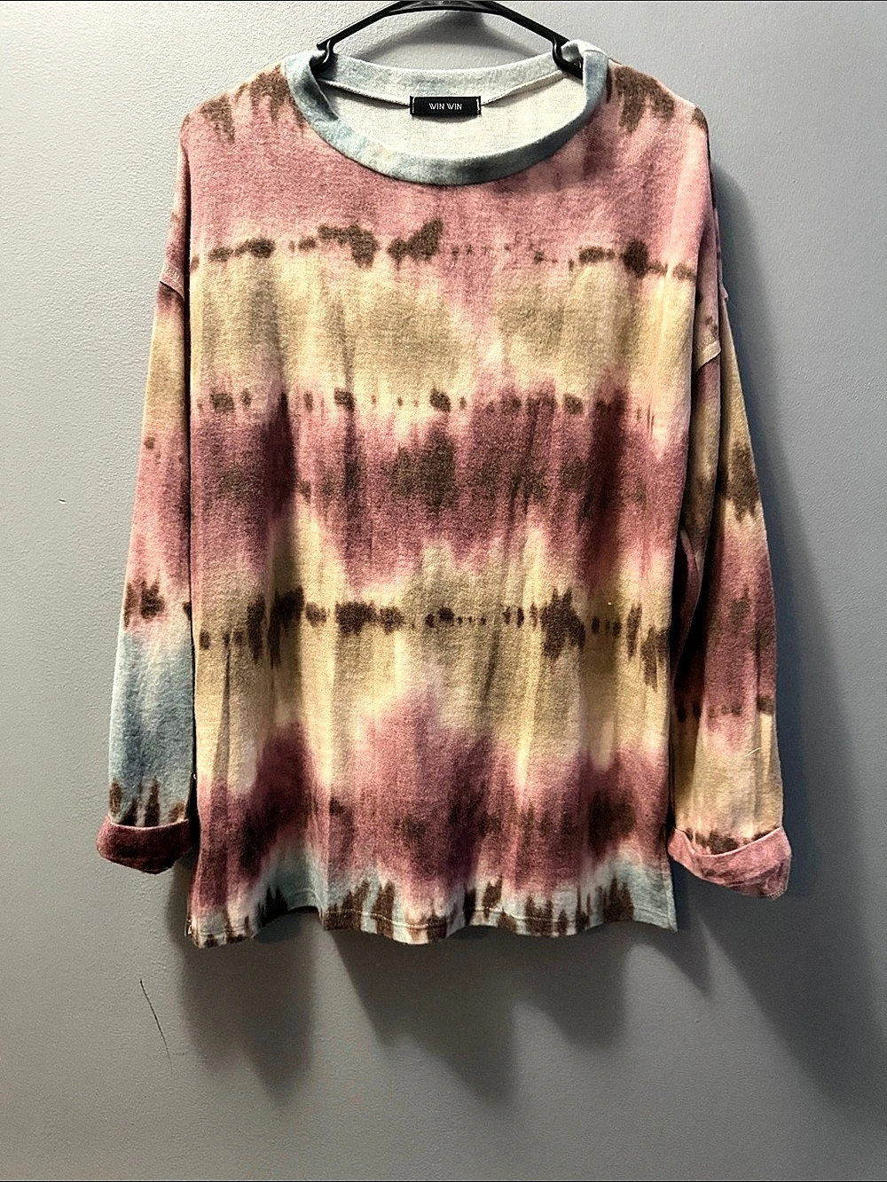 VIN Tie-Dye Long Sleeve Top in Pink & Brown